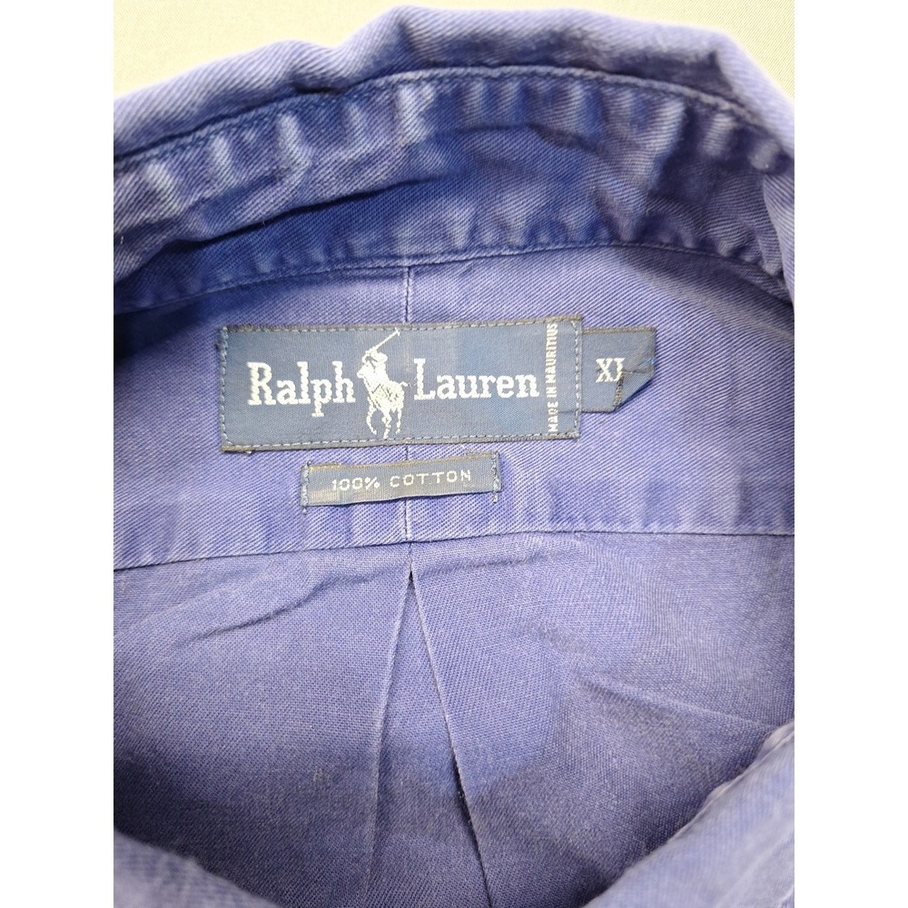 Vintage Polo Ralph Lauren Twill Shirt Mens XL Blue Button Down Cotton Preppy - Picture 4 of 9